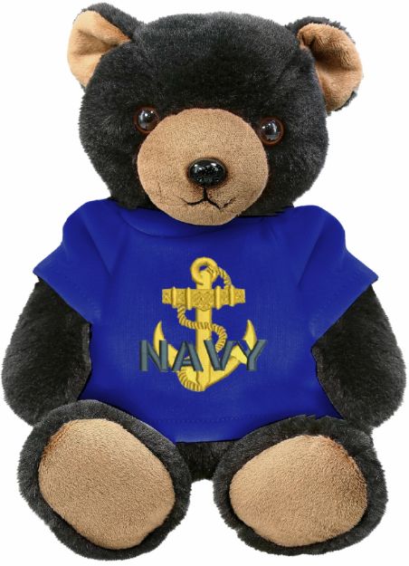 Picture of Navy Anchor Plush Super Soft Black Bear