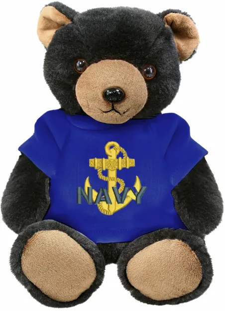 Picture of Navy Anchor Plush Super Soft Black Bear