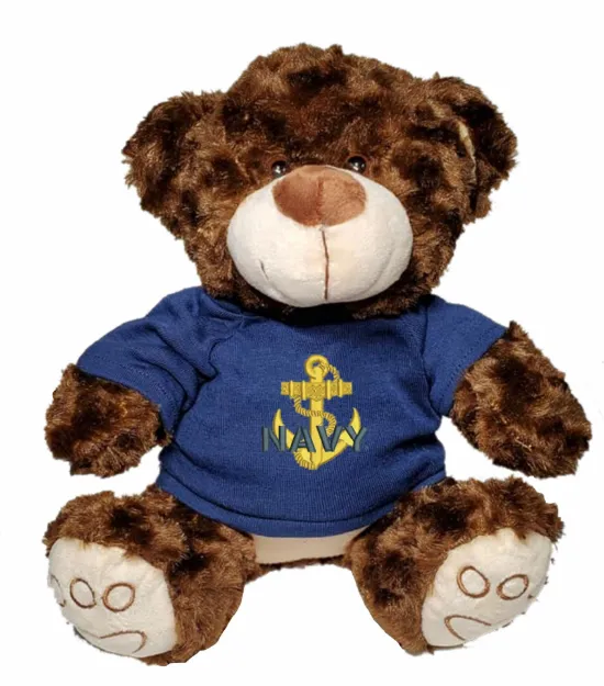 Picture of Navy Anchor Plush Dark Brown Bear