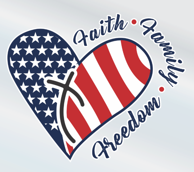 Picture of Mylar Decal - Faith Family Freedom Heart
