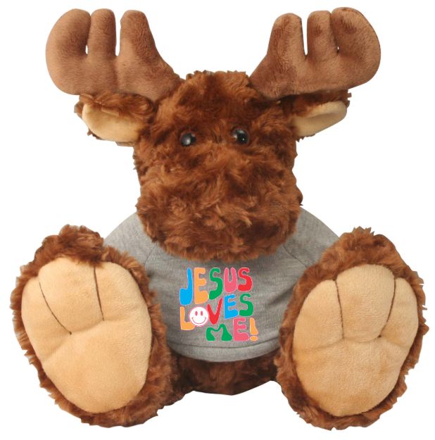 Picture of Jesus Loves Me Plush Brown Moose