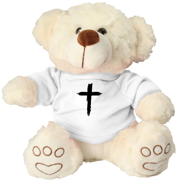 Picture of Cross Design Cream Plush Bear