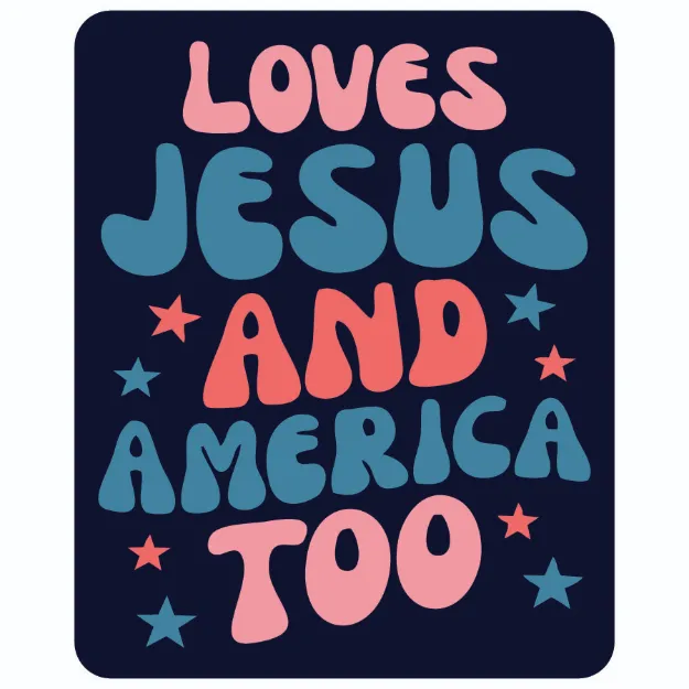 Picture of Die Cut Magnet - Loves Jesus and  America Too