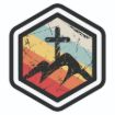 Picture of Die Cut Magnet - Cross on Mountain Hexagon Design