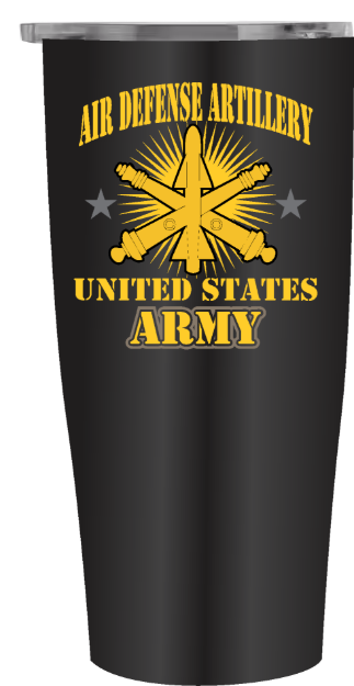 Picture of Army Air Defense Artillery Design on 20oz Black Stainless Tumbler