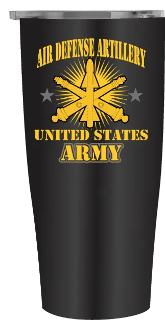 Picture of Army Air Defense Artillery Design on 20oz Black Stainless Tumbler