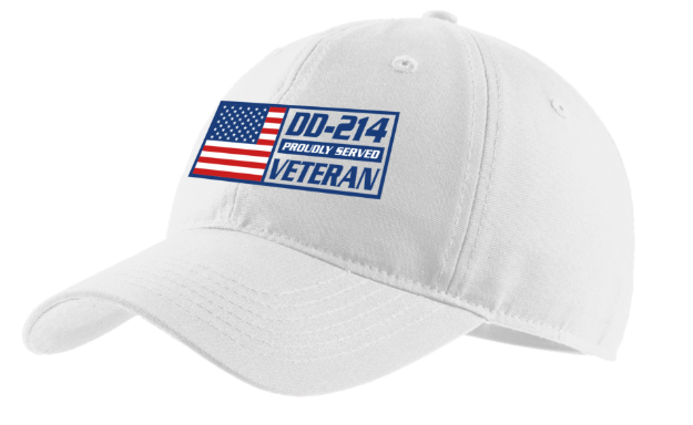 Picture of DD214 Proudly Served Veteran on White Ball Cap