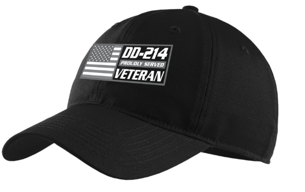 Picture of DD214 Proudly Served Veteran on Black Ball Cap