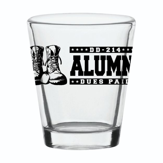 Picture of DD214 Alumni Dues Paid on 2oz Shot Glass