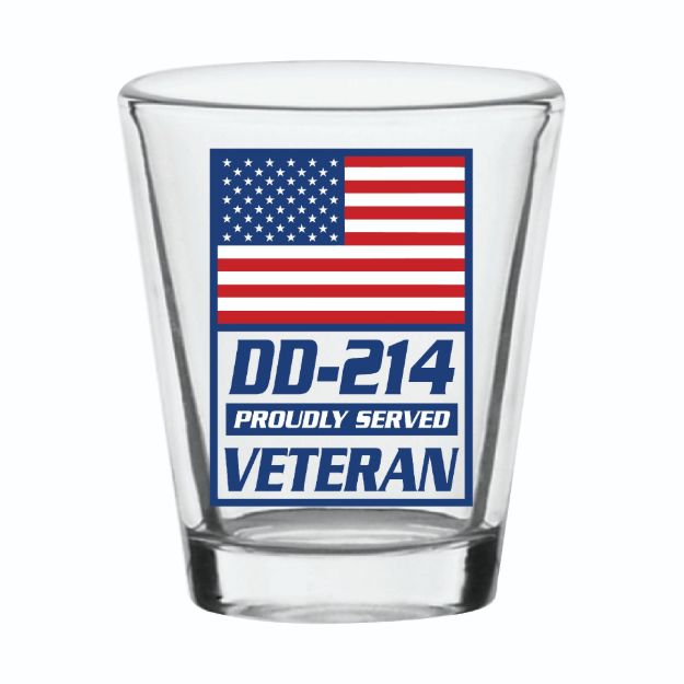 Picture of DD214 Proudly Served Veteran on 2oz Shot Glass