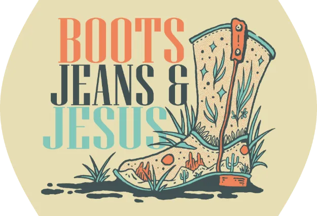 Picture of Vinyl Sticker - Boots, Jeans & Jesus