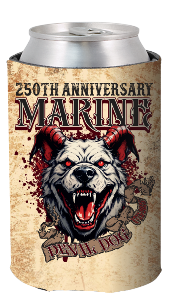 Picture of 250th Anniversary Marine Devil Dog on Can Cooler