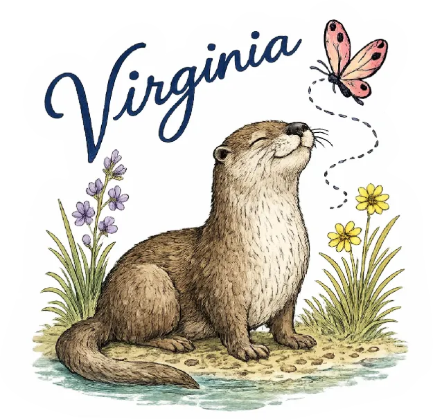 Sticker - Virginia Animal and Butterfly
