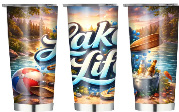 Lake Life on 20oz Double Wall Stainless Tumbler
