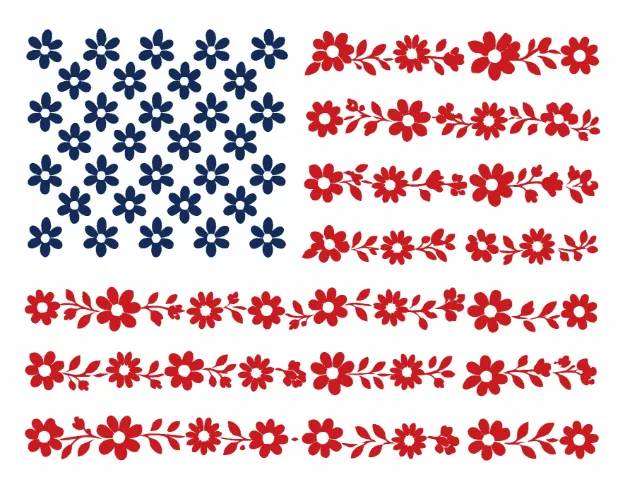Sticker - American Flag Flowers