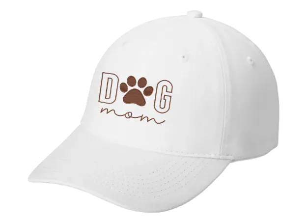 Dog Mom  on White Ball Cap