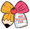 Sticker - Best Teacher Ever Bow