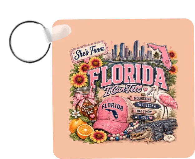 Florida State Elements on Metal Key Chain