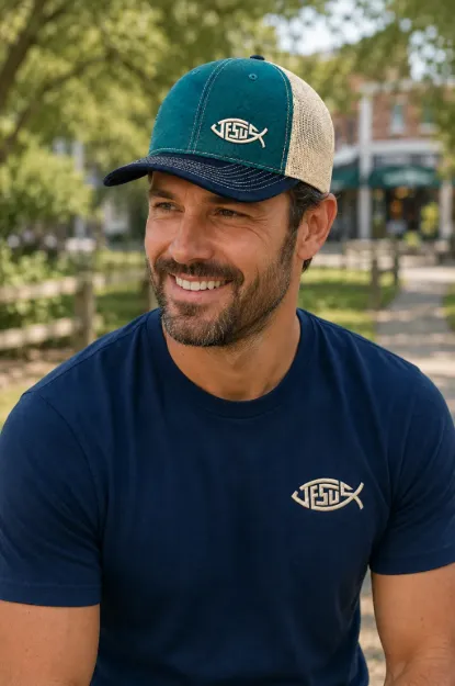 Jesus Fish Design on Richardson Trucker Cap