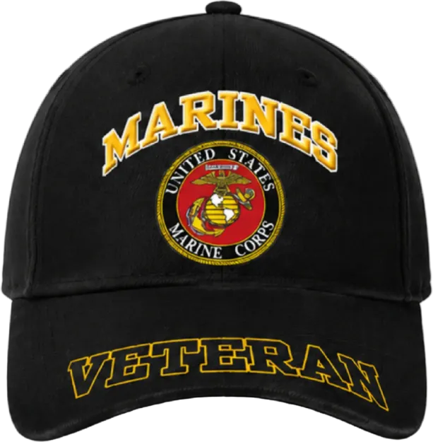 Marine Veteran Black Ball Cap